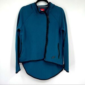Nike Womans Tech Fleece Jacket asymmetrical side full zipper dark Teal small